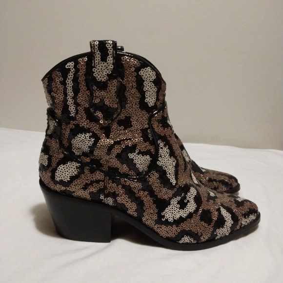Betsey Johnson Shoes - Betsey Johnson Lucki Sequined Western Ankle Bootie